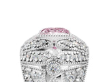 Platinum Fancy Pink Princess Cut Brilliant Halo Pave Diamond Milgrain Ring_17