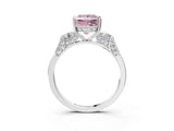 Platinum Fancy Pink Princess Cut Brilliant Three-Stone Pave Band with Four-Prong Setting_9