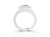 Platinum Fancy Pink Princess Cut-Cut Diamond Halo Engagement Ring with Pave Band and Prong Setting_15