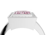 Platinum Fancy Pink Princess Cut-Cut Diamond Halo Engagement Ring with Pave Band and Prong Setting_16