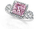 Platinum Fancy Pink Princess Cut Cut Halo Diamond Infinity Band with Four-Prong Setting_13