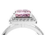 Platinum Fancy Pink Princess Cut Diamond Double Halo Ring with Split Shank and Four-Prong Setting_40