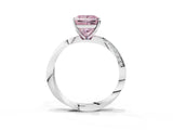 Platinum Fancy Pink Princess Cut Diamond Engagement Ring with Side Stone Accents and Four-Prong Setting_3