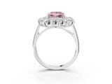 Platinum Fancy Pink Princess Cut Diamond Floral Double Halo Engagement Ring with Prong Setting_147