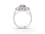 Platinum Fancy Pink Princess Cut Diamond Floral Double Halo Engagement Ring with Prong Setting_45