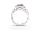Platinum Fancy Pink Princess Cut Diamond Halo Ring with Split Shank and Bezel Accents and Prong Setting_15