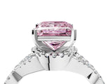 Platinum Fancy Pink Princess Cut Diamond  Halo Twist Band Solitaire Prong Setting Ring_16