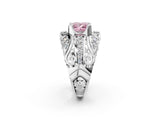 Platinum Fancy Pink Princess Cut Diamond Pave Art Deco Split Shank Ring with Four-Prong Setting_8