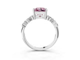 Platinum Fancy Pink Princess Cut Diamond Scattered Round Accent Ring with Prong Setting_3