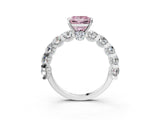 Platinum Fancy Pink Princess Cut Diamond Side Stone Engagement Ring with Four-Prong Setting_16