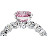 Platinum Fancy Pink Princess Cut Diamond Side Stone Engagement Ring with Four-Prong Setting_17