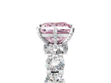 Platinum Fancy Pink Princess Cut Diamond Side Stone Engagement Ring with Four-Prong Setting_18
