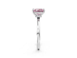 Platinum Fancy Pink Princess Cut Diamond Solitaire Ring with Classic Band and Four-Prong Setting_14