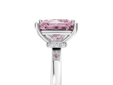 Platinum Fancy Pink Princess Cut Diamond Solitaire Ring with Classic Band and Four-Prong Setting_17