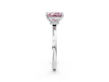 Platinum Fancy Pink Princess Cut Diamond Solitaire Ring with Classic Band and Four-Prong Setting_38