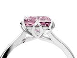 Platinum Fancy Pink Princess Cut Diamond Solitaire Ring with Flower Prong Setting and Classic Band_4