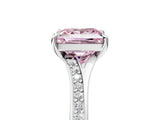 Platinum Fancy Pink Princess Cut Diamond Solitaire Ring with Pavé Band and Prong Setting_17