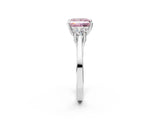 Platinum Fancy Pink Princess Cut Diamond Three-Stone Engagement Ring with Prong Setting and Pavé Band_14
