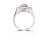 Platinum Fancy Pink Princess Cut Diamond Three-Stone Engagement Ring with Prong Setting and Pavé Band_15