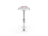 Platinum Fancy Pink Princess Cut Halo Bezel Diamond Pave Band Ring_8
