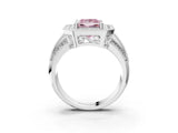 Platinum Fancy Pink Princess Cut Halo Diamond Engagement Ring with Pave Split Shank and Four-Prong Setting_9