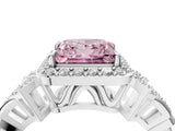 Platinum Fancy Pink Princess Cut Halo Diamond Split Shank Engagement Ring with Four-Prong Setting_10