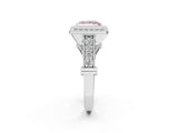 Platinum Fancy Pink Princess Cut Halo Diamond Split Shank Pave Ring_14