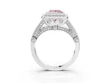 Platinum Fancy Pink Princess Cut Halo Diamond Split Shank Pave Ring_15