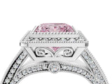 Platinum Fancy Pink Princess Cut Halo Diamond Split Shank Pave Ring_16