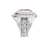 Platinum Fancy Pink Princess Cut Halo Diamond Split Shank Pave Ring_17