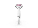 Platinum Fancy Pink Princess  Cut Halo Solitaire Engagement Ring with Square Band and Four-Prong Setting_26