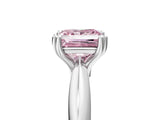 Platinum Fancy Pink Princess  Cut Solitaire Engagement Ring with Tapered Band and Four-Prong Setting