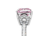 Platinum Fancy Pink Princess Cut Solitaire Split Shank Pave Diamond Engagement Ring with Four-Prong Setting_113