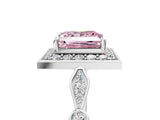 Platinum Fancy Pink Princess  Halo Diamond Engagement Ring with Twisted Band and Four-Prong Setting 5