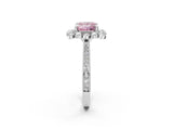 Platinum Fancy Pink Princess  Halo Milgrain Pave Diamond Ring with Four-Prong Setting 3