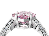 Platinum Fancy Pink Princess  Solitaire Diamond Engagement Ring with Pave Band and Four-Prong Setting 5