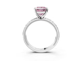 Platinum Fancy Pink Princess  Solitaire Diamond Engagement Ring with XO Engraved Band and Four-Prong Setting 4