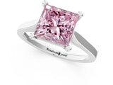 Platinum Fancy Pink Princess  Solitaire Diamond Ring with Four-Prong Setting and Tapered Band 2