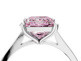 Platinum Fancy Pink Princess  Solitaire Diamond Ring with Four-Prong Setting and Tapered Band 5