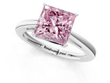 Platinum Fancy Pink Princess  Solitaire Diamond Ring with Split Shank and Four-Prong Setting_13