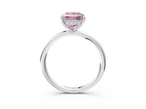 Platinum Fancy Pink Princess  Solitaire Diamond Ring with a Classic Band and Four-Prong Setting 4