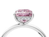 Platinum Fancy Pink Princess  Solitaire Diamond Ring with a Classic Band and Four-Prong Setting 5