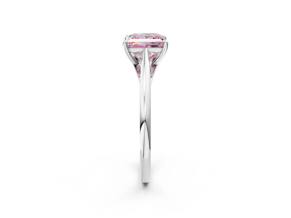 Platinum Fancy Pink Princess  Solitaire Engagement Ring with Four-Prong Setting and Classic Band