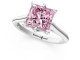 Platinum Fancy Pink Princess  Solitaire Engagement Ring with Six-Prong Setting and Classic Band 1