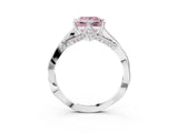 Platinum Fancy Pink Princess  Solitaire Twist Band Six-Prong Setting 4
