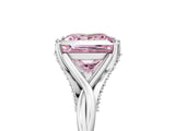 Platinum Fancy Pink Princess  Solitaire Twist Band Six-Prong Setting