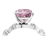 Platinum Fancy Pink Princess  Solitaire Twisted Band with Prong Setting 4