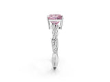 Platinum Fancy Pink Princess  Solitaire Twisted Pave Diamond Ring with Four-Prong Setting_2