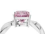 Platinum Fancy Pink Princess  Solitaire Twisted Pave Diamond Ring with Four-Prong Setting_4