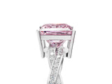 Platinum Fancy Pink Princess  Solitaire Twisted Pave Diamond Ring with Four-Prong Setting_5
